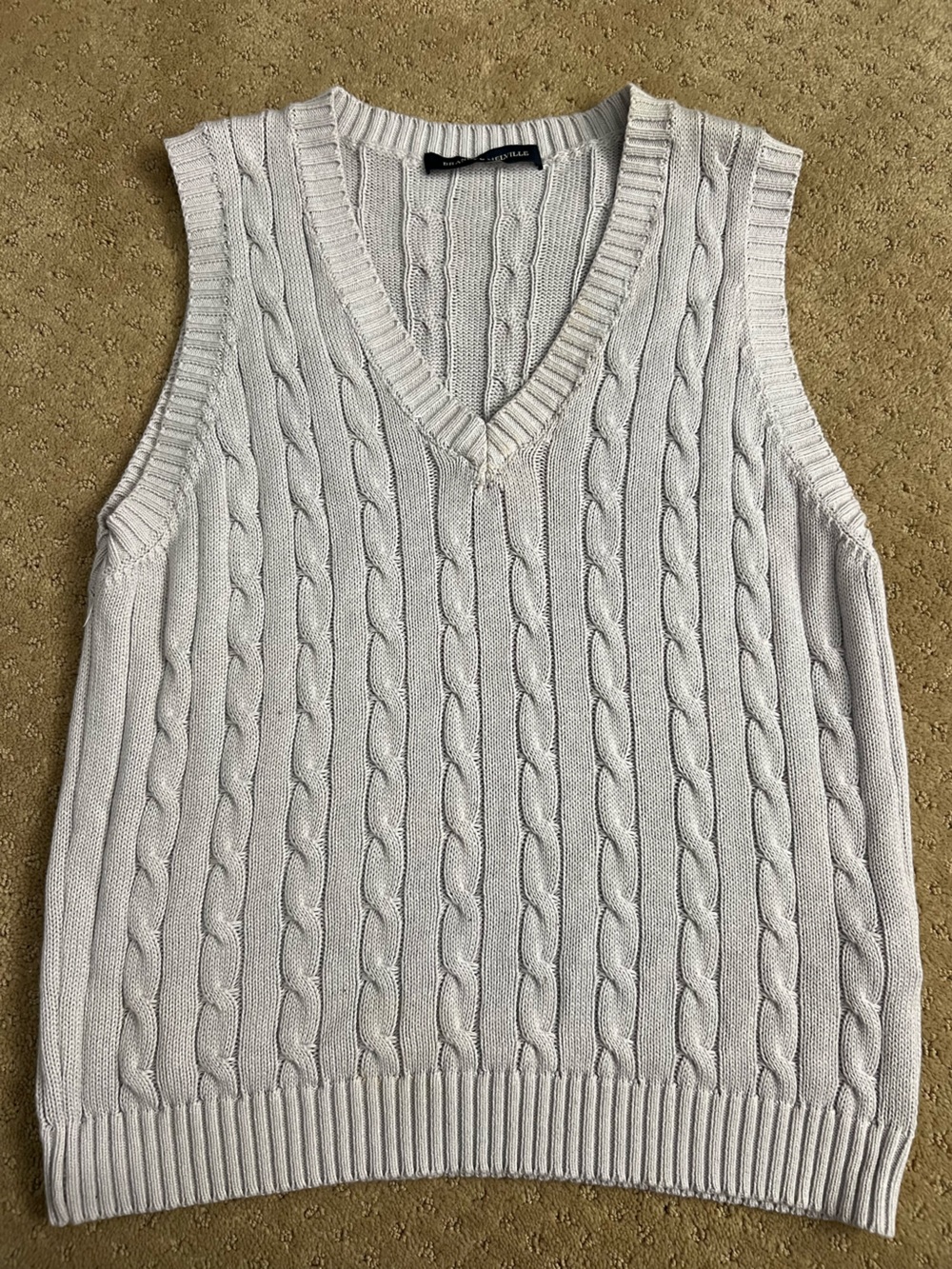 Brandy Melville Light Gray Cable Knit V-Neck Sweater Vest